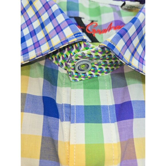 Robert Graham X Collection Mens Short Sleeve Shirt XL Multicolor Check - Picture 10 of 12